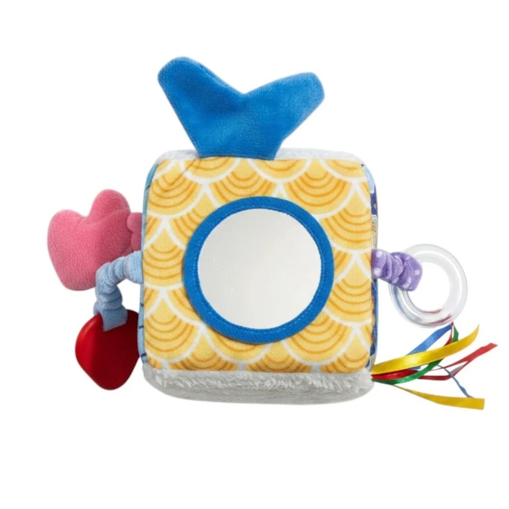 Ocean Theme Baby Soft Activity Cube Rattle Mirror Teether Sensory Toy Blue Whale
